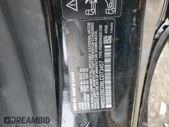 ✅ 2020 BMW M8 Competition • VIN: WBSDZ0C09LCD73457 • Lot: 56840415. Wystawiony na Copart z przebiegiem 29 121 mil. Bezpłatny archiwum sprzedaży aukcyjnych z USA i szczegółowy raport historii pojazdu na DreamBid. Zdjęcie 13.