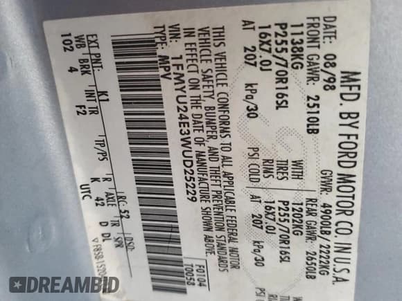 ✅ 1998 Ford Explorer Sport • VIN: 1FMYU24E3WUD25229 • Лот: 71305914. Опубликован ранее на Copart с пробегом 129 719 миль. Бесплатный доступ к архиву аукционных продаж из США и подробный отчёт об истории автомобиля на DreamBid. Изображение 16.