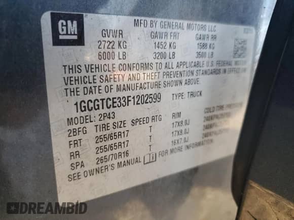 2015 Chevrolet Colorado 4WD Z71 with VIN 1GCGTCE33F1202599, listed as a Copart auction lot 81909445 with 164,010 mi miles and Clean title. Bid and sale history available at DreamBid. Image 13.