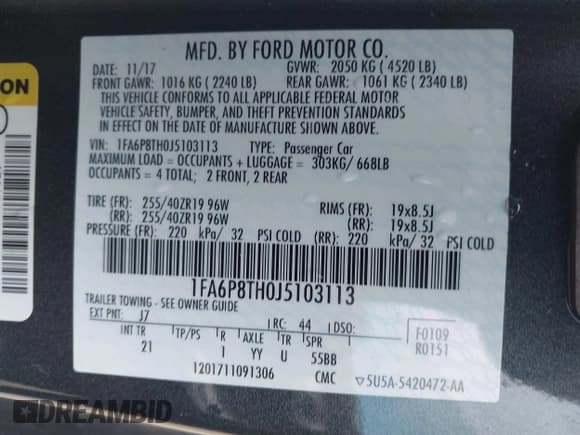 ✅ 2018 Ford Mustang EcoBoost • VIN: 1FA6P8TH0J5103113 • Lot: 43645805. Listed on IAAI with 52,797 mi. Free auction sales archive from the USA and detailed vehicle history report at DreamBid. Image 9.