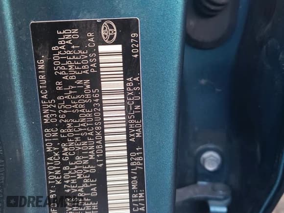 ✅ 2025 Toyota Camry LE • VIN: 4T1DBADK8SU023465 • Lot: 89840885. Listed on Copart with 7,732 mi. Free auction sales archive from the USA and detailed vehicle history report at DreamBid. Image 12.