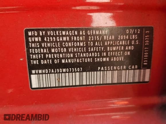 ✅ 2013 Volkswagen Golf GTI Driver's Edition • VIN: WVWHD7AJ9DW073507 • Lot: 72229634. Wystawiony na Copart z przebiegiem 128 774 mil. Bezpłatny archiwum sprzedaży aukcyjnych z USA i szczegółowy raport historii pojazdu na DreamBid. Zdjęcie 13.