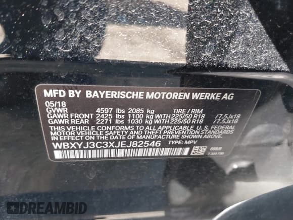 ✅ 2018 BMW X2 sDrive28i • VIN: WBXYJ3C3XJEJ82546 • Lot: 43635090. Wystawiony na IAAI z przebiegiem 54 486 mil. Bezpłatny archiwum sprzedaży aukcyjnych z USA i szczegółowy raport historii pojazdu na DreamBid. Zdjęcie 9.