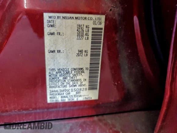 ✅ 2016 Nissan Altima SR • VIN: 1N4AL3AP2GC150828 • Lot: 94329365. Listed on Copart with 81,896 mi. Free auction sales archive from the USA and detailed vehicle history report at DreamBid. Image 13.