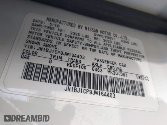 ✅ 2018 Nissan Rogue S • VIN: JN1BJ1CP9JW164403 • Lot: 43308258. Listed on IAAI with 147,406 mi. Free auction sales archive from the USA and detailed vehicle history report at DreamBid. Image 9.