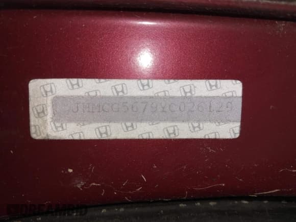 ✅ 2000 Honda Accord SE • VIN: JHMCG5679YC026129 • Lot: 42492502. Listed on IAAI with 204,619 mi. Free auction sales archive from the USA and detailed vehicle history report at DreamBid. Image 9.