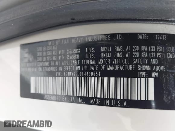 ✅ 2014 Subaru Tribeca Limited • VIN: 4S4WX9GD9E4400654 • Лот: 43434955. Опубликован ранее на IAAI с пробегом 148 399 миль. Бесплатный доступ к архиву аукционных продаж из США и подробный отчёт об истории автомобиля на DreamBid. Изображение 9.