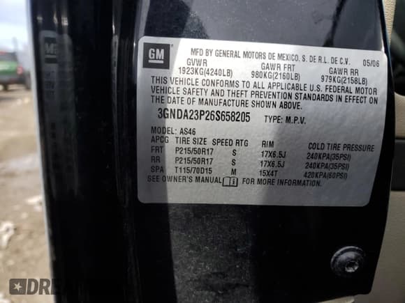 ✅ 2006 Chevrolet HHR LT • VIN: 3GNDA23P26S658205 • Lot: 49255165. Listed on Copart with 94,113 mi. Free auction sales archive from the USA and detailed vehicle history report at DreamBid. Image 14.