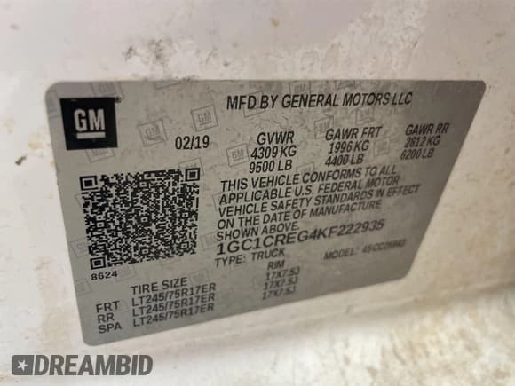 ✅ 2019 Chevrolet Silverado 2500HD Work Truck • VIN: 1GC1CREG4KF222935 • Лот: 43855560. Опубликован ранее на IAAI с пробегом 220 407 миль. Бесплатный доступ к архиву аукционных продаж из США и подробный отчёт об истории автомобиля на DreamBid. Изображение 26.