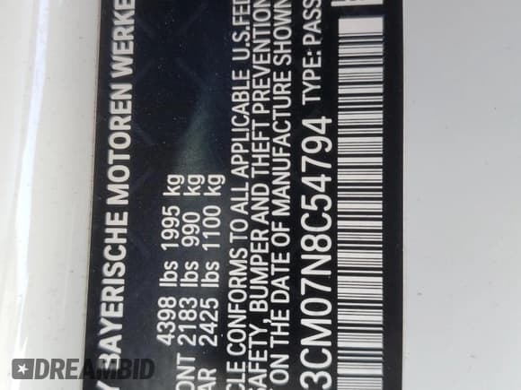 ✅ 2022 BMW 2 Series 230i • VIN: 3MW23CM07N8C54794 • Lot: 74959954. Listed on Copart with 57,953 mi. Free auction sales archive from the USA and detailed vehicle history report at DreamBid. Image 12.