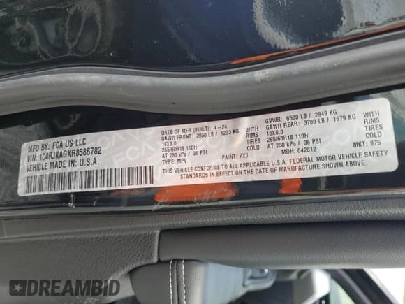 ✅ 2024 Jeep Grand Cherokee Altitude • VIN: 1C4RJKAGXR8586782 • Lot: 81749085. Listed on Copart with 14,486 mi. Free auction sales archive from the USA and detailed vehicle history report at DreamBid. Image 13.