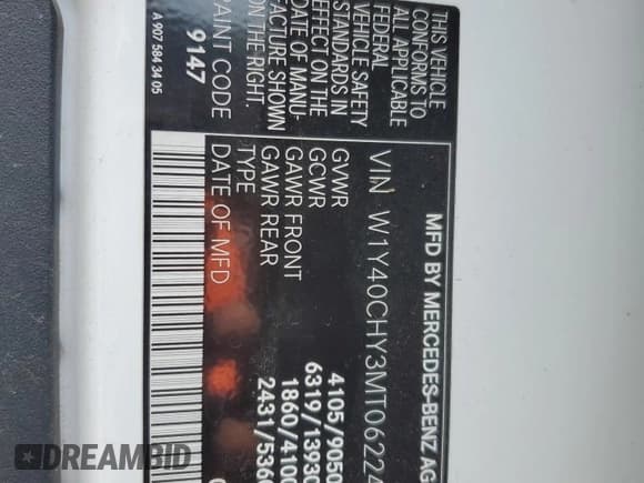 ✅ 2021 Mercedes-Benz Sprinter Cargo • VIN: W1Y40CHY3MT062246 • Lot: 60671345. Listed on Copart with 128,969 mi. Free auction sales archive from the USA and detailed vehicle history report at DreamBid. Image 13.