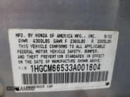 ✅ 2003 Honda Accord EX • VIN: 1HGCM66533A001604 • Lot: 52806225. Listed on Copart with 185,379 mi. Free auction sales archive from the USA and detailed vehicle history report at DreamBid. Image 12.