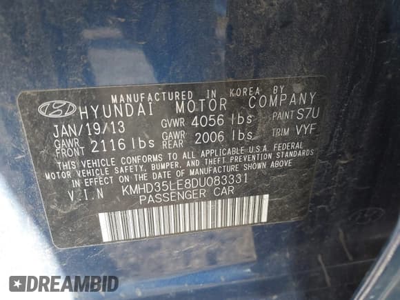 ✅ 2013 Hyundai Elantra • VIN: KMHD35LE8DU083331 • Лот: 43626327. Опубликован ранее на IAAI с пробегом 209 498 миль. Бесплатный доступ к архиву аукционных продаж из США и подробный отчёт об истории автомобиля на DreamBid. Изображение 9.