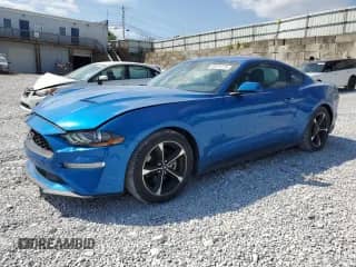2021 Ford Mustang EcoBoost with VIN 1FA6P8TH7M5155018, listed as a Copart auction lot 81011215 with 56,486 mi miles and Salvage title. Bid and sale history available at DreamBid. Image 1.
