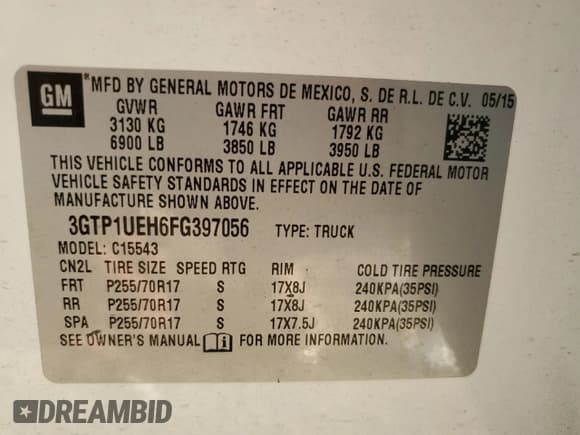 ✅ 2015 GMC Sierra 1500 SLE • VIN: 3GTP1UEH6FG397056 • Лот: 80017714. Опубликован ранее на Copart с пробегом 160 693 миль. Бесплатный доступ к архиву аукционных продаж из США и подробный отчёт об истории автомобиля на DreamBid. Изображение 12.