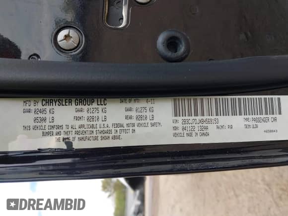 2011 Dodge Challenger SRT-8 с VIN 2B3CJ7DJXBH569153, выставлен на аукционе IAAI как лот 43547248 с пробегом 67 886 миль миль и . История ставок и продаж доступна на DreamBid. Изображение 9.