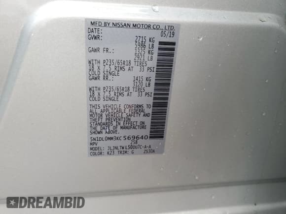 ✅ 2019 Infiniti QX60 Luxe • VIN: 5N1DL0MM3KC569640 • Lot: 87831615. Listed on Copart with 54,799 mi. Free auction sales archive from the USA and detailed vehicle history report at DreamBid. Image 13.