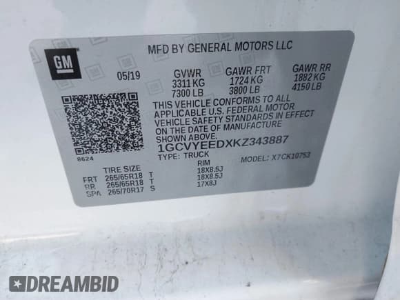 ✅ 2019 Chevrolet Silverado 1500 • VIN: 1GCVYEEDXKZ343887 • Лот: 41319530. Опубликован ранее на IAAI с пробегом 60 819 миль. Бесплатный доступ к архиву аукционных продаж из США и подробный отчёт об истории автомобиля на DreamBid. Изображение 9.