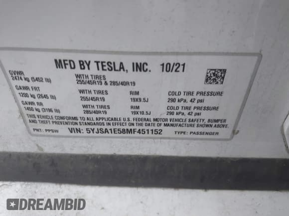 ✅ 2021 Tesla Model S Long Range • VIN: 5YJSA1E58MF451152 • Lot: 43241556. Wystawiony na IAAI z przebiegiem 25 726 mil. Bezpłatny archiwum sprzedaży aukcyjnych z USA i szczegółowy raport historii pojazdu na DreamBid. Zdjęcie 9.