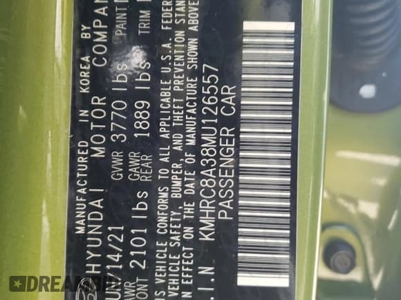 ✅ 2021 Hyundai Venue SEL • VIN: KMHRC8A38MU126557 • Lot: 74517934. Listed on Copart with 77,579 mi. Free auction sales archive from the USA and detailed vehicle history report at DreamBid. Image 15.