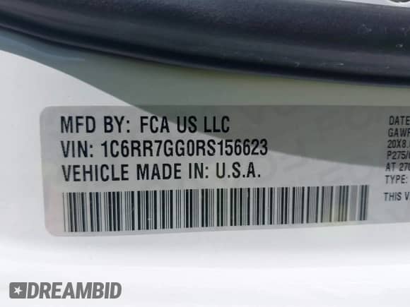 2024 Ram 1500 SLT z VIN 1C6RR7GG0RS156623, wystawiony jako IAAI lot #42702884 z przebiegiem 27 953 mil mil oraz . Historia ofert i sprzedaży dostępna na DreamBid. Obrazek 9.
