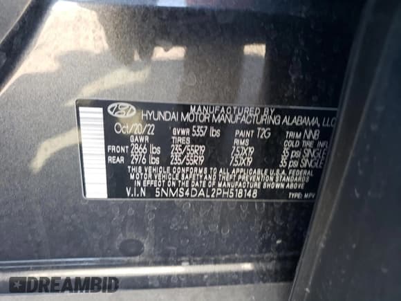 ✅ 2023 Hyundai Santa Fe Limited • VIN: 5NMS4DAL2PH518148 • Lot: 71262453. Wystawiony na Copart z przebiegiem 18 703 mil. Bezpłatny archiwum sprzedaży aukcyjnych z USA i szczegółowy raport historii pojazdu na DreamBid. Zdjęcie 13.