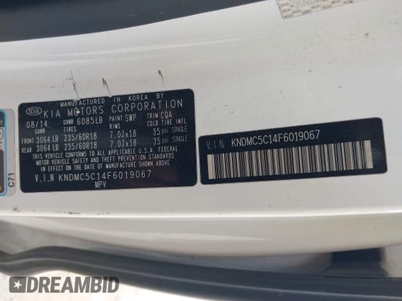 ✅ 2015 Kia Sedona EX • VIN: KNDMC5C14F6019067 • Lot: 42045357. Wystawiony na IAAI z przebiegiem 149 736 mil. Bezpłatny archiwum sprzedaży aukcyjnych z USA i szczegółowy raport historii pojazdu na DreamBid. Zdjęcie 9.