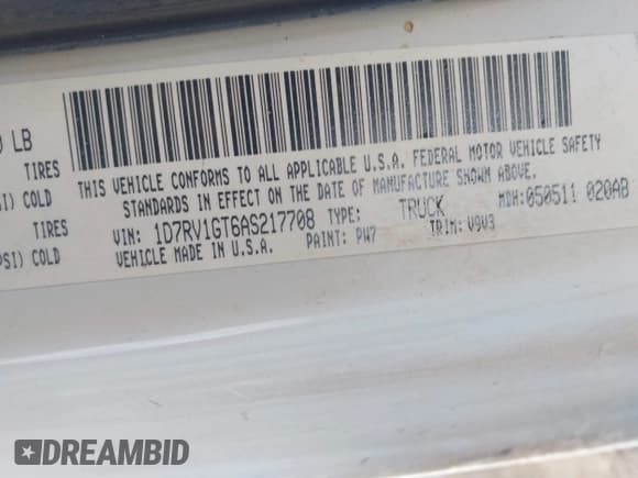 ✅ 2010 Dodge 1500 SLT • VIN: 1D7RV1GT6AS217708 • Lot: 43661805. Wystawiony na IAAI z przebiegiem 181 929 mil. Bezpłatny archiwum sprzedaży aukcyjnych z USA i szczegółowy raport historii pojazdu na DreamBid. Zdjęcie 9.