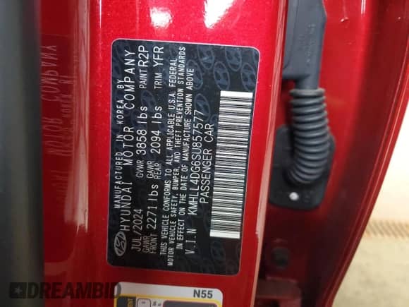 2025 Hyundai Elantra SE с VIN KMHLL4DG6SU857577, выставлен на аукционе Copart как лот 69707905 с пробегом 9 965 миль миль и Списание • Salvage title. История ставок и продаж доступна на DreamBid. Изображение 13.