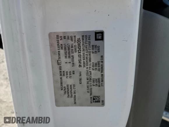 ✅ 2013 Chevrolet Express Cargo • VIN: 1GCWGFCA1D1194146 • Lot: 91210475. Listed on Copart with 139,238 mi. Free auction sales archive from the USA and detailed vehicle history report at DreamBid. Image 13.