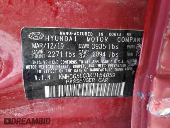 2019 Hyundai Ioniq Blue с VIN KMHC65LC3KU154059, выставлен на аукционе Copart как лот 77411654 с пробегом 89 617 миль миль и Списание • Salvage title. История ставок и продаж доступна на DreamBid. Изображение 12.