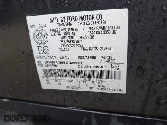 ✅ 2017 Ford Explorer XLT • VIN: 1FM5K8D86HGA00064 • Лот: 43460187. Опубликован ранее на IAAI с пробегом 162 395 миль. Бесплатный доступ к архиву аукционных продаж из США и подробный отчёт об истории автомобиля на DreamBid. Изображение 9.