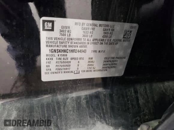 ✅ 2017 Chevrolet Suburban LT • VIN: 1GNSKHKC1HR244943 • Lot: 68239614. Wystawiony na Copart z przebiegiem 132 317 mil. Bezpłatny archiwum sprzedaży aukcyjnych z USA i szczegółowy raport historii pojazdu na DreamBid. Zdjęcie 14.