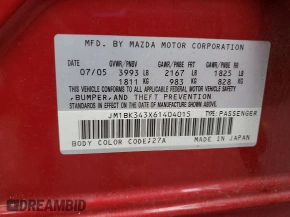 ✅ 2006 Mazda 3 S Grand Touring • VIN: JM1BK343X61404015 • Lot: 91108975. Listed on Copart with 102,413 mi. Free auction sales archive from the USA and detailed vehicle history report at DreamBid. Image 14.