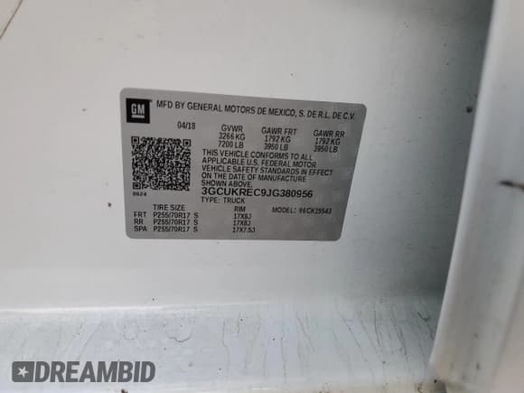 ✅ 2018 Chevrolet Silverado 1500 LT • VIN: 3GCUKREC9JG380956 • Lot: 92118575. Listed on Copart with 111,440 mi. Free auction sales archive from the USA and detailed vehicle history report at DreamBid. Image 12.