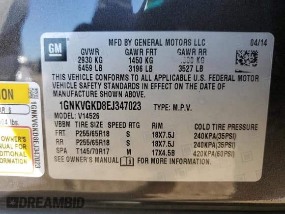 ✅ 2014 Chevrolet Traverse LT • VIN: 1GNKVGKD8EJ347023 • Lot: 82005885. Wystawiony na Copart z przebiegiem 178 013 mil. Bezpłatny archiwum sprzedaży aukcyjnych z USA i szczegółowy raport historii pojazdu na DreamBid. Zdjęcie 13.