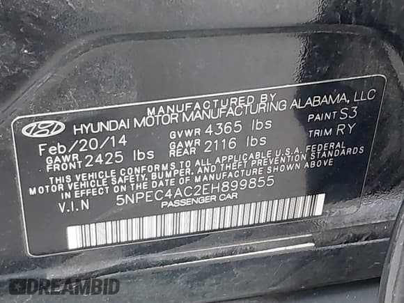 ✅ 2014 Hyundai Sonata SE • VIN: 5NPEC4AC2EH899855 • Лот: 43511762. Опубликован ранее на IAAI с пробегом 106 553 миль. Бесплатный доступ к архиву аукционных продаж из США и подробный отчёт об истории автомобиля на DreamBid. Изображение 9.