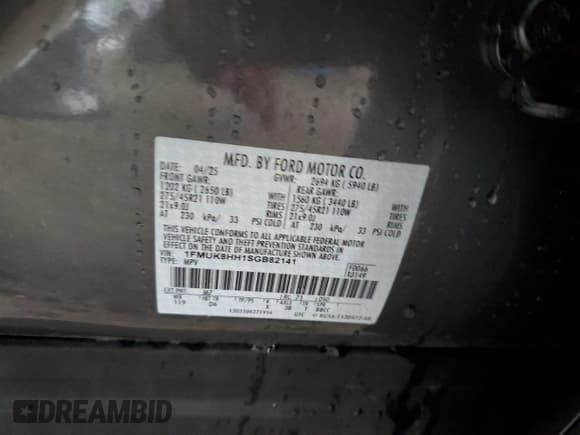 ✅ 2025 Ford Explorer Platinum • VIN: 1FMUK8HH1SGB82141 • Lot: 92712675. Wystawiony na Copart z przebiegiem 29 684 mil. Bezpłatny archiwum sprzedaży aukcyjnych z USA i szczegółowy raport historii pojazdu na DreamBid. Zdjęcie 13.