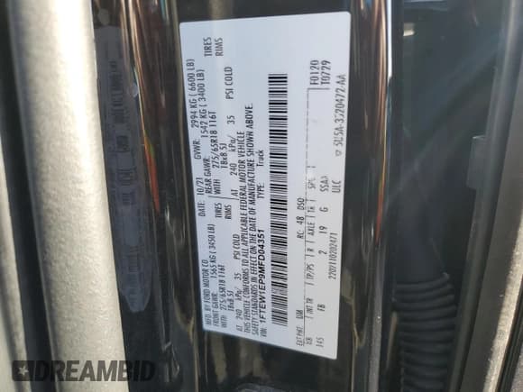 ✅ 2021 Ford F-150 XLT • VIN: 1FTEW1EP9MFD04351 • Lot: 84920675. Listed on Copart with 79,074 mi. Free auction sales archive from the USA and detailed vehicle history report at DreamBid. Image 12.