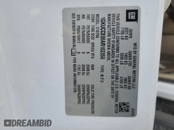 ✅ 2010 GMC Yukon SLT • VIN: 1GKUCCE06AR162350 • Lot: 71319365. Listed on Copart with Not provided. Free auction sales archive from the USA and detailed vehicle history report at DreamBid. Image 13.