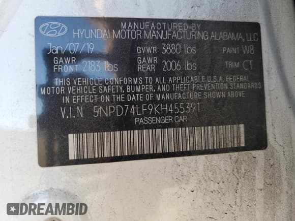 ✅ 2019 Hyundai Elantra SE • VIN: 5NPD74LF9KH455391 • Лот: 87375255. Опубликован ранее на Copart с пробегом 88 150 миль. Бесплатный доступ к архиву аукционных продаж из США и подробный отчёт об истории автомобиля на DreamBid. Изображение 12.