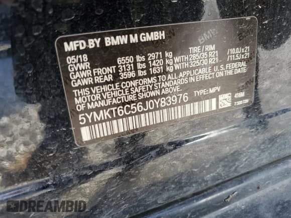 ✅ 2018 BMW X5 M • VIN: 5YMKT6C56J0Y83976 • Lot: 78546193. Wystawiony na Copart z przebiegiem 81 263 mil. Bezpłatny archiwum sprzedaży aukcyjnych z USA i szczegółowy raport historii pojazdu na DreamBid. Zdjęcie 13.