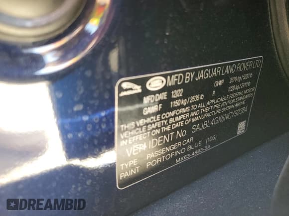 ✅ 2022 Jaguar XF R-Dynamic SE • VIN: SAJBL4GX6NCY92384 • Лот: 75616424. Опубликован ранее на Copart с пробегом Не указан. Бесплатный доступ к архиву аукционных продаж из США и подробный отчёт об истории автомобиля на DreamBid. Изображение 12.