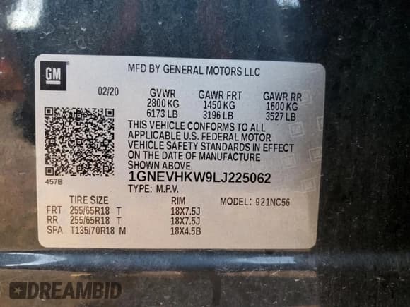 ✅ 2020 Chevrolet Traverse LT • VIN: 1GNEVHKW9LJ225062 • Лот: 87186535. Опубликован ранее на Copart с пробегом 115 176 миль. Бесплатный доступ к архиву аукционных продаж из США и подробный отчёт об истории автомобиля на DreamBid. Изображение 13.