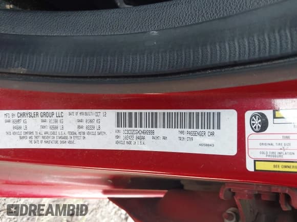 ✅ 2013 Dodge Avenger SXT • VIN: 1C3CDZCGXDN602898 • Lot: 42075171. Listed on IAAI with 135,423 mi. Free auction sales archive from the USA and detailed vehicle history report at DreamBid. Image 9.