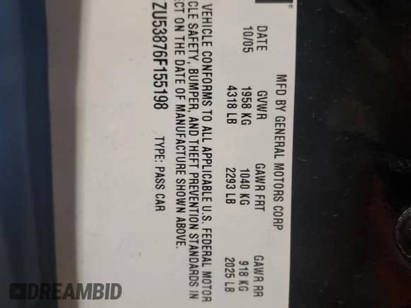 2006 Chevrolet Malibu LTZ z VIN 1G1ZU53876F155198, wystawiony jako Copart lot #71985254 z przebiegiem 143 833 mil mil oraz Szkoda całkowita • Salvage title. Historia ofert i sprzedaży dostępna na DreamBid. Obrazek 14.