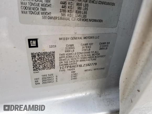 ✅ 2020 GMC Sierra 1500 • VIN: 1GTP8AEF6LZ182779 • Лот: 68669025. Опубликован ранее на Copart с пробегом 110 828 миль. Бесплатный доступ к архиву аукционных продаж из США и подробный отчёт об истории автомобиля на DreamBid. Изображение 13.