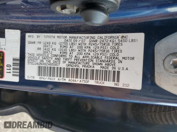 ✅ 2008 Toyota Tacoma • VIN: 5TELU42N38Z485957 • Lot: 81910165. Listed on Copart with 324,946 mi. Free auction sales archive from the USA and detailed vehicle history report at DreamBid. Image 12.