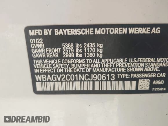 ✅ 2022 BMW 8 Series 840i • VIN: WBAGV2C01NCJ90613 • Лот: 41997214. Опубликован ранее на IAAI с пробегом 28 014 миль. Бесплатный доступ к архиву аукционных продаж из США и подробный отчёт об истории автомобиля на DreamBid. Изображение 9.